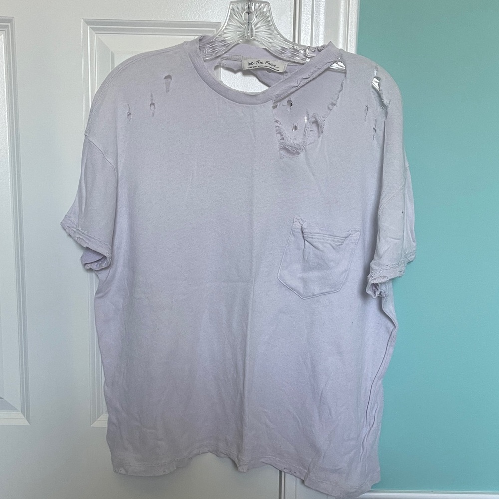 We The Free Women's Distressed Short Sleeve Tee - Light Purple